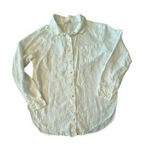 Cut Loose White Linen Shirt Size XL Long Sleeve Button Up Lagenlook Womens Top